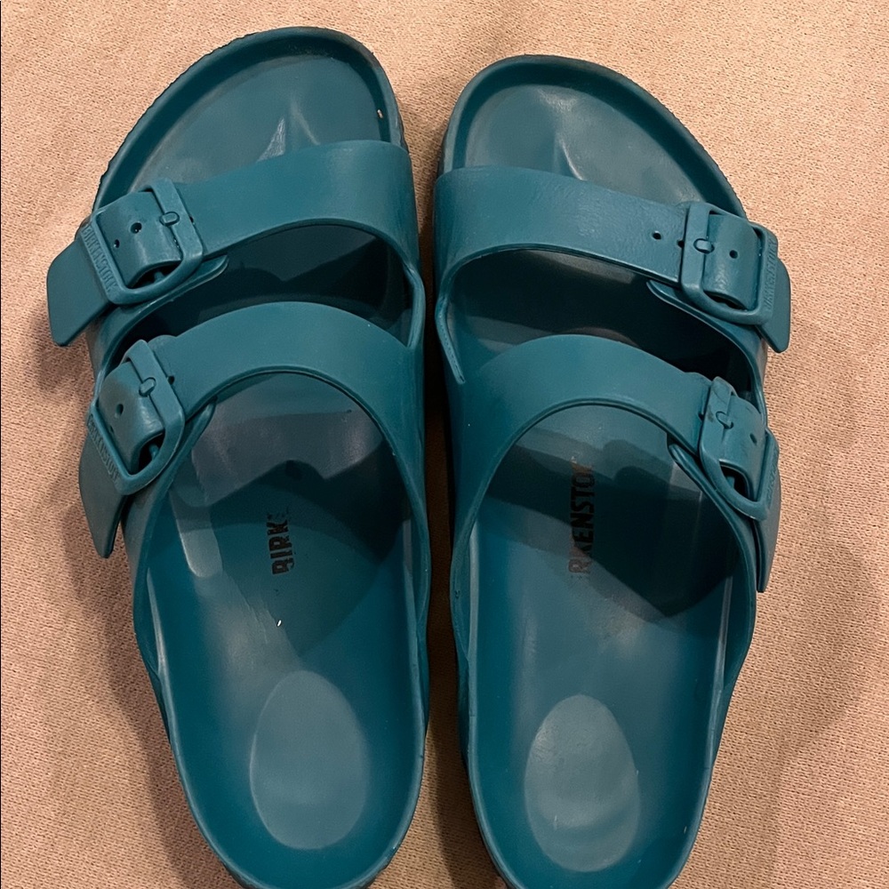 Birkenstock Teal Two-Strap EVA Slide Sandals